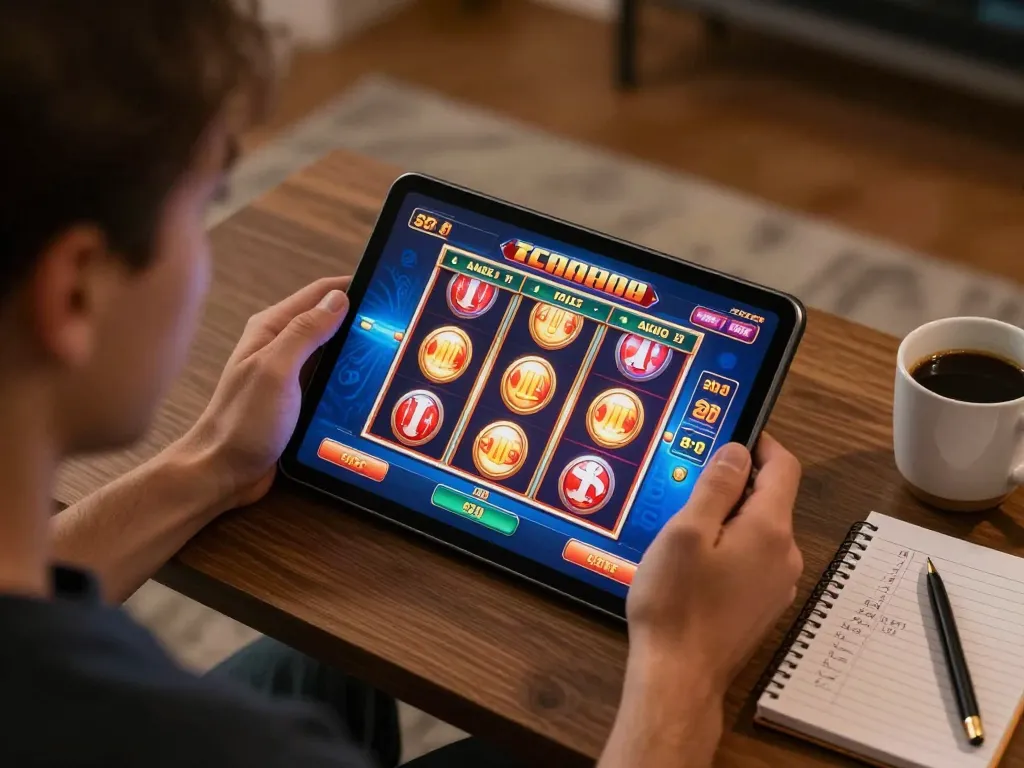 Experience exciting online slots at jus77, with immersive gameplay on vibrant tablet screens.