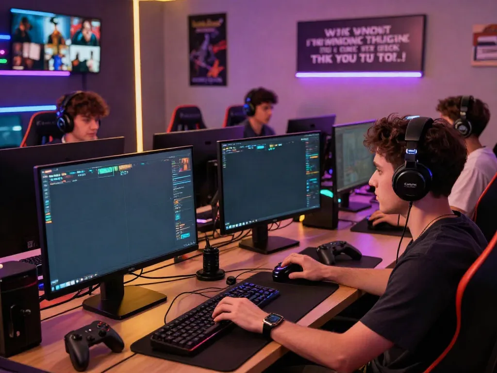 Engage in exhilarating gameplay with https://manclub1.jp.net/ showcasing a modern gaming setup and vibrant atmosphere.