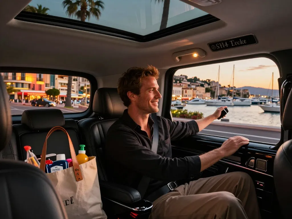 Taxi St Tropez transportant des voyageurs en toute élégance avec un chauffeur anglophone le long de la belle côte.