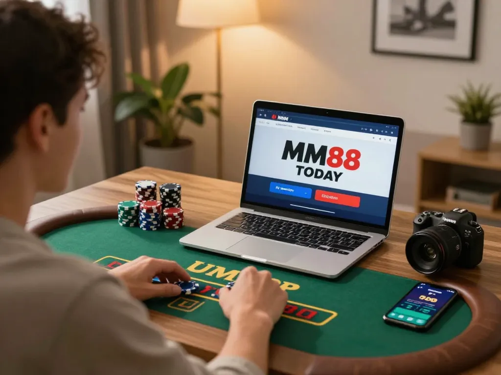 Experience the excitement of MM88 TODAY by playing live blackjack in a cozy home office.