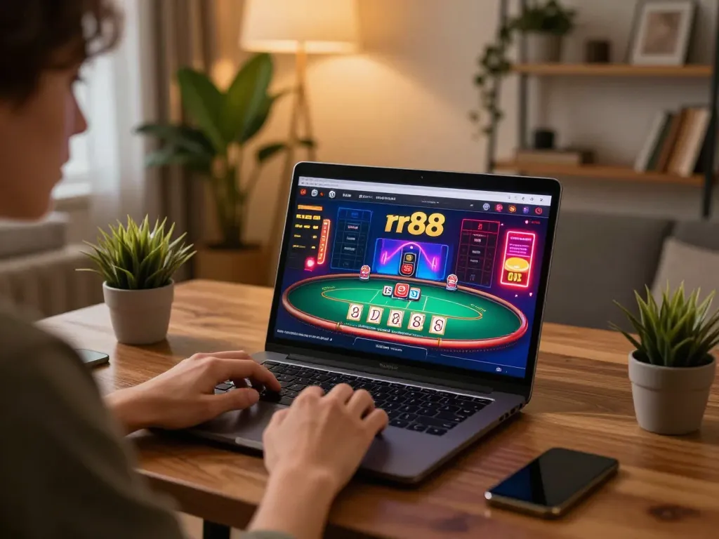 Experience thrilling online blackjack at rr88 with a cozy gaming setup, showcasing strategy and excitement.