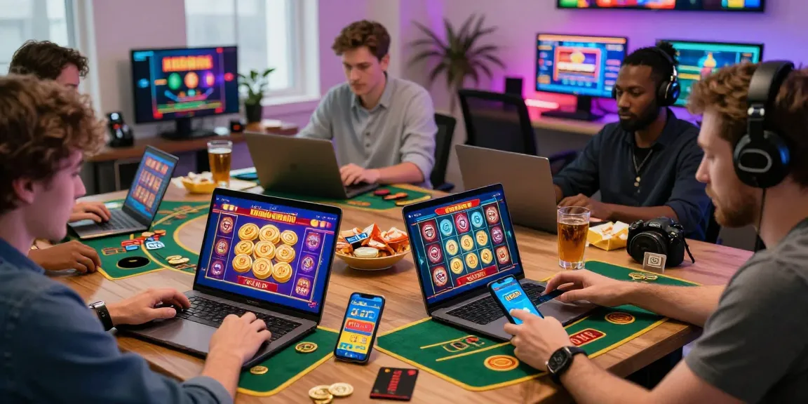 Engagierte Spieler genießen Spiele in einem Paysafe Card Casino in einer warmen häuslichen Umgebung.